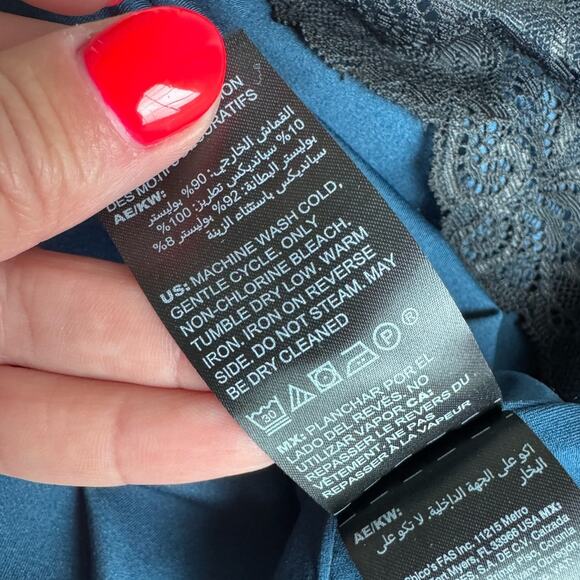 White‎ House Black Market Women’s Teal Embroidered Floral Velvet Dress XLP NEW - Picture 9 of 12